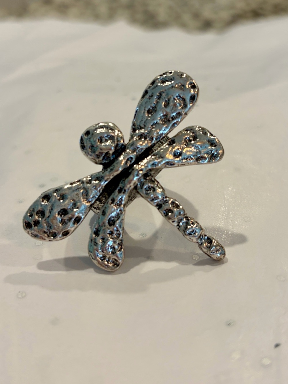 Silver Dragonfly Statement Ring - Picture 2 of 5